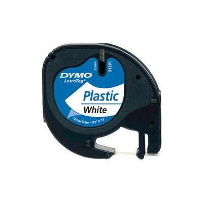 Originální páska pro DYMO 91221, S0721660, černý tisk/bílý podklad, 4m, 12mm, LetraTag plastová páska