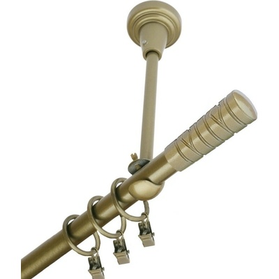 OK-GarnýžeCZ Garnýž kovová jednořadá 16mm Torino zlatá antik 120 cm do stropu / kroužky s žabkou