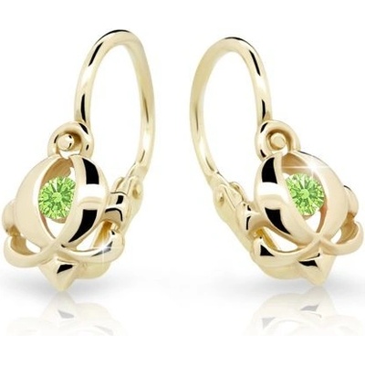 Danfil dětské náušnice C2218 ze žlutého zlata s kamínkem Peridot Green zapínání brizura