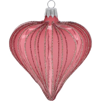 Ego Dekor Стъклени ръчно издухани Коледни украси в комплект 3 бр. 9 cm Heart - Ego Dekor (ZOZ-212021DB)