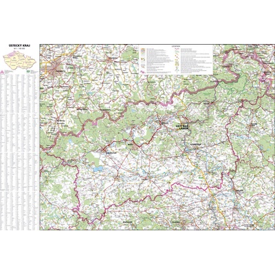 Ústecký kraj - nástěnná mapa 113 x 83 cm, lamino + lišty