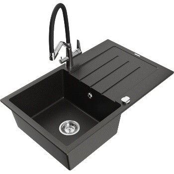 Mexen Bruno гранитна кухненска мивка с едно корито с отцедник и кухненски (6513-75-671701-07)