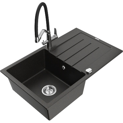 Mexen Bruno гранитна кухненска мивка с едно корито с отцедник и кухненски (6513-75-671701-07)