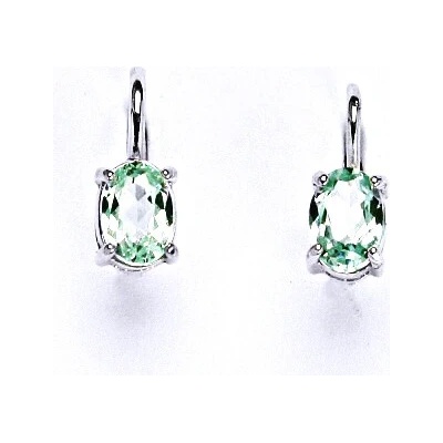 Čištín Stříbrné náušnice zirkon peridot 7x5 mm - NK 1246