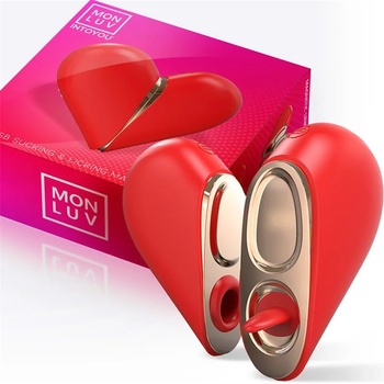 Mon Ami Mon Luv Double Stimulator Heart 2 in 1 Suction and Licking Tongue Red