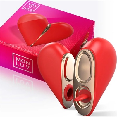 Mon Ami Mon Luv Double Stimulator Heart 2 in 1 Suction and Licking Tongue Red