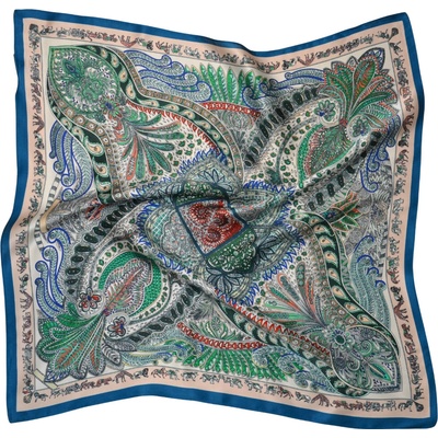 hedvábný šátek Modro zelené ornamenty v dárkovém balení
