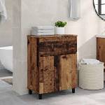 vidaXL Шкаф със светло за баня Старо дърво 60 x 35 x 80 см (889423)