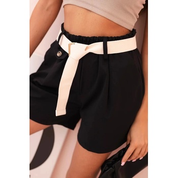 šortky ART53000 s vysokým pásom a opaskom modrá tmavo