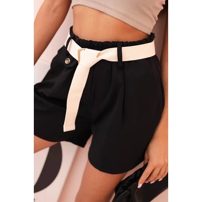 šortky ART53000 s vysokým pásom a opaskom čierna