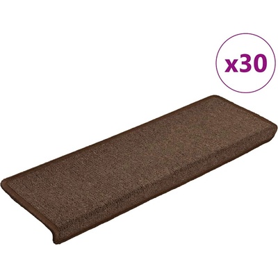 vidaXL Изтривалки за стълби, 30 бр. , 65x21x4 см, кафеенокафяви, с правоъгълен кант (3365769)