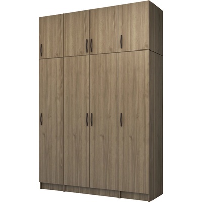 TopMebel Шкаф с четири врати от меламин Vivian с кабинет в цвят орех 160x51, 8x240см