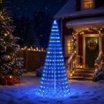 vidaXL LED Коледна Елха 220 см 460 LED светодиода Синьо Стомана Зелено (42050850)