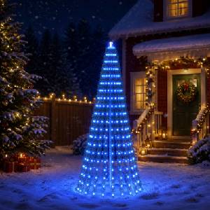 vidaXL LED Коледна Елха 220 см 460 LED светодиода Синьо Стомана Зелено (42050850)