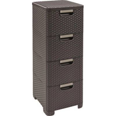 Curver Regál Style 4x14L se šuplíky tmavě hnědý