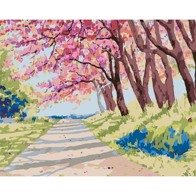 ZUTY Malování podle čísel KRAJINA S HIMALÁJSKÝMI TŘEŠNĚMI 40 x 50 cm