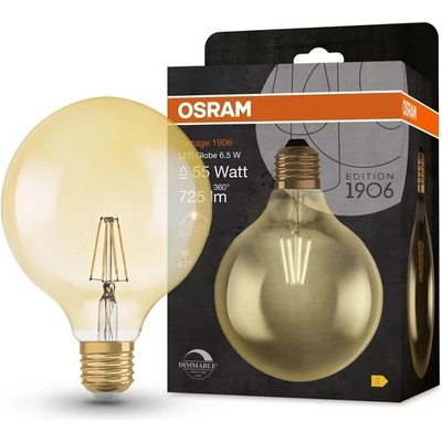 OSRAM Led КРУШКА osram vintage 1906 globe125 6.5w e27 dim gold55 2400k (20240153)