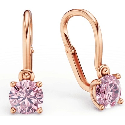 Danfil Dětské náušnice C4910 z růžového zlata s kamínky Pink, zapínání brizura