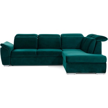 Eltap Зелен кадифен разтегателен ъглов диван с място за съхранение (десен ъгъл L форма) Loreto - ELTAP (Lor_85)
