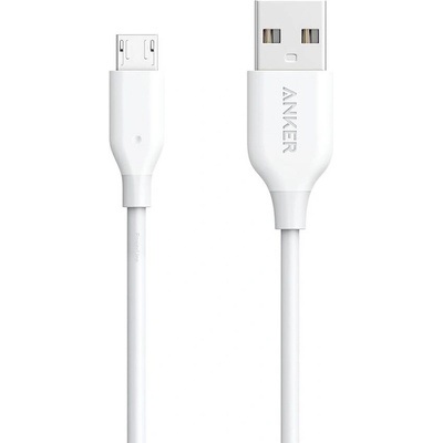Качествен кабел за зареждане на устройства с microUSB порт - Anker PowerLine microUSB Cable (бял) (90 см) (A8132H21)