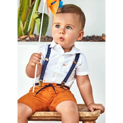 MAYORAL Риза с къс ръкав с коли и платноходки за момче в бяло Майорал