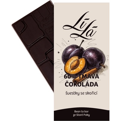 Lila 60% hořká čokoláda Švestky se skořicí 50 g