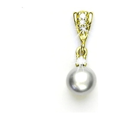 Čištín Zlatý přívěsek, přírodní říční perla šedá, žluté zlato P 1207/2