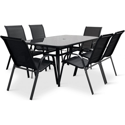 Noela Zahradní jídelní set Klaudie černý + 6x kovová židle Ramada – Zbozi.Blesk.cz