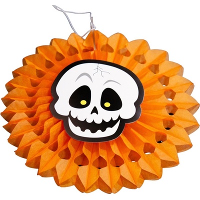 Dekorace na Halloween 5ks závěsný papírový vějíř černý 2x oranžový 3x 5 různých obrázků