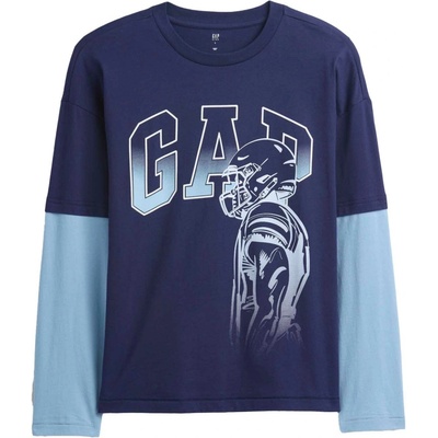GAP V-LS ELV Graphic Tee tmavo modrá