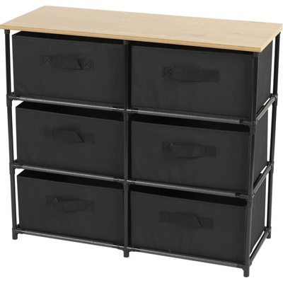 DOCHTMANN Regál s úložnými boxy černý 6 polic 75,5x29,7x68cm