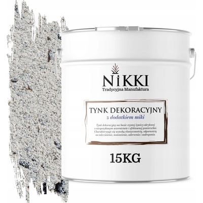 NIKKI Tradycyjna Manufaktura DEKORATIVNÍ OMÍTKA VNITŘNÍ VENKOVNÍ 15KG SVĚTLE ŠEDÁ S ČERNOU SLÍDOU D902