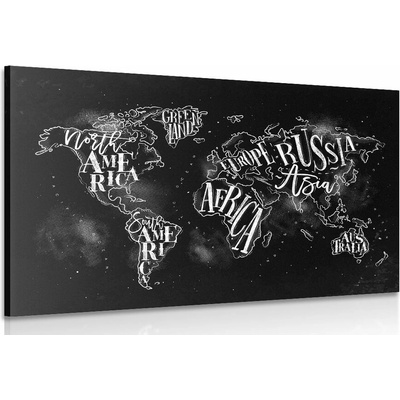 Obraz trendová černobílá mapa světa - 60x40