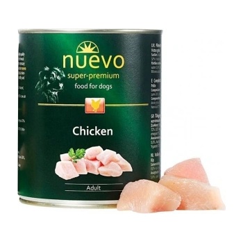 nuevo Dog Chicken - Консервирана храна за израснали кучета с пилешко месо, 800 гр