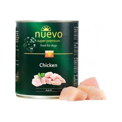 nuevo Dog Chicken - Консервирана храна за израснали кучета с пилешко месо, 800 гр