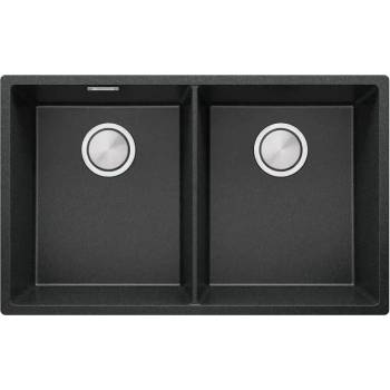 Твоят Стил Графитна гранитна мивка с две корита за вграждане под плот Лондон 80 Twin 760 x 470 мм