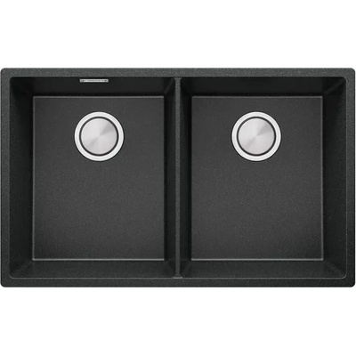 Твоят Стил Графитна гранитна мивка с две корита за вграждане под плот Лондон 80 Twin 760 x 470 мм