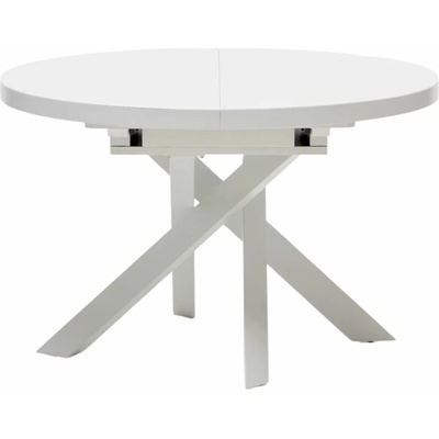 Kave Home bílý skleněný rozkládací jídelní stůl Vashti 120 - 160 cm
