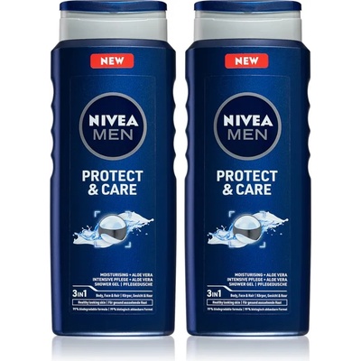 Nivea Men Protect & Care душ-гел за лице, тяло и коса 2 x 500 ml (изгодна опаковка)