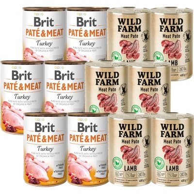 Brit Paté & Meat Turkey 6 x 400 g Wild Farm Pate Lamb 6 x 400 g