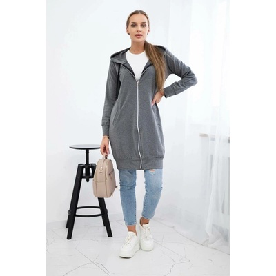 Fashionweek Dámska maxi bavlnená mikina so zipsom K8924 grafit