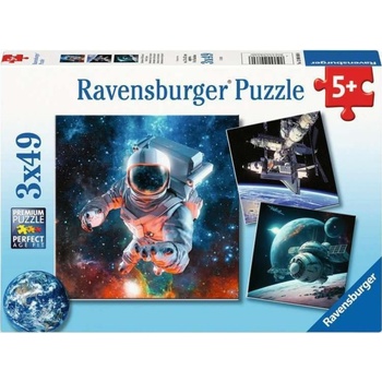 Ravensburger Детски пъзел Ravensburger 3 x 49 части - Космическо пространство (12000860)