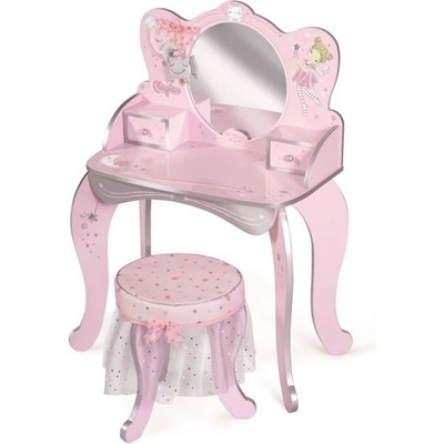 DeCuevas 55534 Дървена тоалетка с огледало, дървен стол и аксесоари