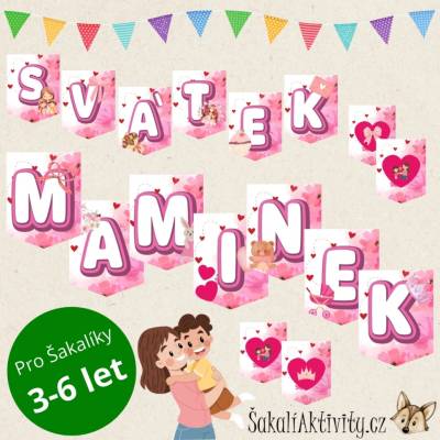 Den maminek - barevná girlanda Provedení: Komplet - hotové aktivity k okamžitému použití