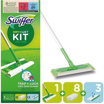 Swiffer Sweeper Startovací sada s 1 nástavcem, 8 utěrkami a 3 čistícími ubrousky