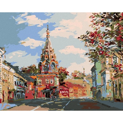 Zuty Malování podle čísel Kostelík na předměstí 100 x 80 cm vypnuté plátno na rám