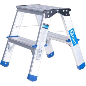 GEKO Алуминиева двустранна стълба 2-стъпална 150kg 67016 (G02432)