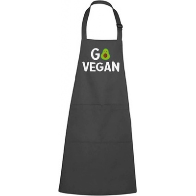 Dobrý Triko Zástěra s potiskem Go vegan Antracitová