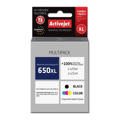 Activejet Мастило Activejet AH-M650RX (заместител за HP 650 CZ101AE/CZ102AE, Premium, 1 x 20 ml, 1 x 21 ml, 1110 страници, черно, цветно) (AH-M650RX)