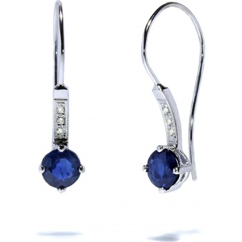 Blink-Blink očarujúce diamantové náušnice z bieleho zlata so Zafírom 3436BZG